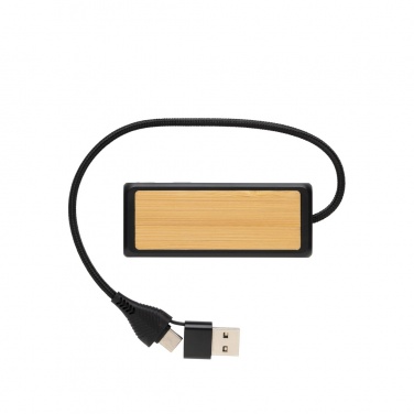 Logotrade Logogeschenke das Foto: Link Dual Input USB Hub aus RCS rec. Kunststoff und Bambus