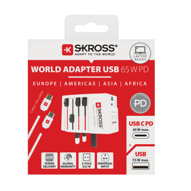 Logotrade Geschäftsgeschenke das Foto: SKROSS World Travel Adapter MUV 65W PD mit USB-C-Kabel