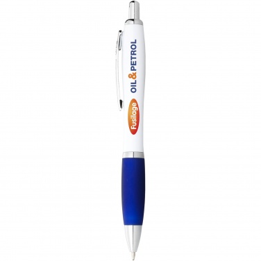 Logotrade promotional products photo of: Nash ballpoint pen with white barrel and coloured grip