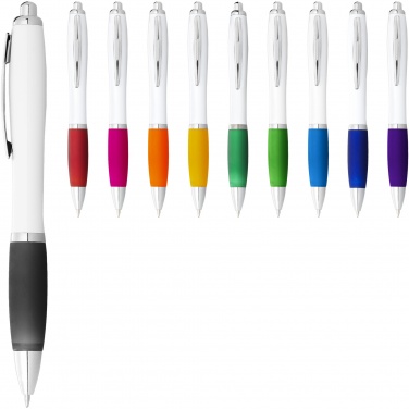 Logo trade advertising products image of: Nash ballpoint pen white barrel and coloured grip