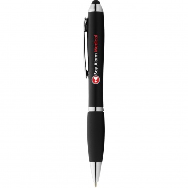 Logo trade promotional merchandise picture of: Nash coloured stylus ballpoint pen with black grip