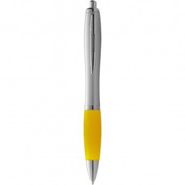 Logo trade promotional gifts picture of: Nash ballpoint pen silver barrel and coloured grip