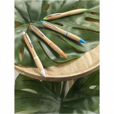 Logo trade business gifts image of: Nash bamboo ballpoint pen