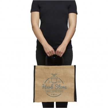 Logo trade corporate gift photo of: Harry coloured edge jute tote bag 25L