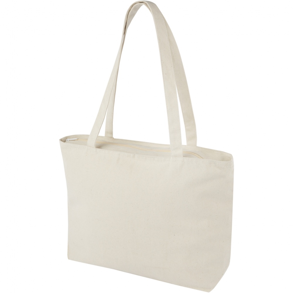 Logo trade promotional items image of: Ningbo 320 g/m² zippered cotton tote bag 15L
