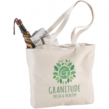 Logo trade promotional giveaways picture of: Ningbo 320 g/m² zippered cotton tote bag 15L