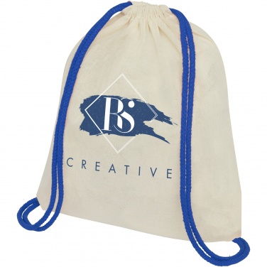 Logotrade advertising product image of: Oregon 100 g/m² cotton drawstring bag with coloured cords 5L