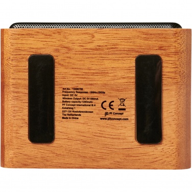 Logo trade promotional merchandise photo of: Wooden 3W speaker with wireless charging pad