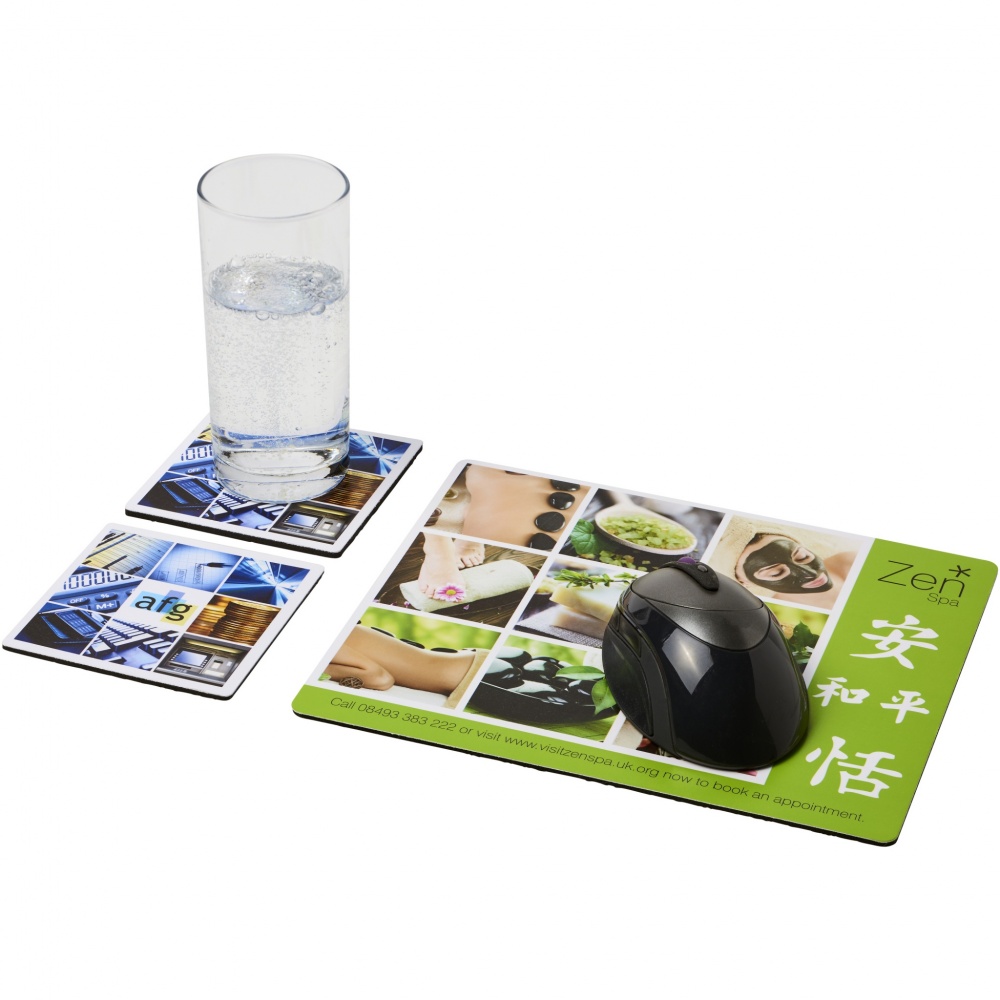 Logo trade promotional items picture of: Q-Mat® mouse mat and coaster set combo 3