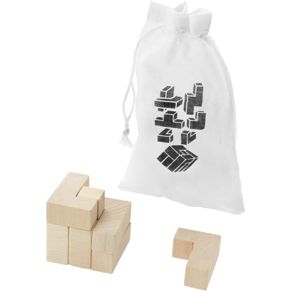 Logo trade promotional giveaways image of: Solfee wooden squares brain teaser with pouch