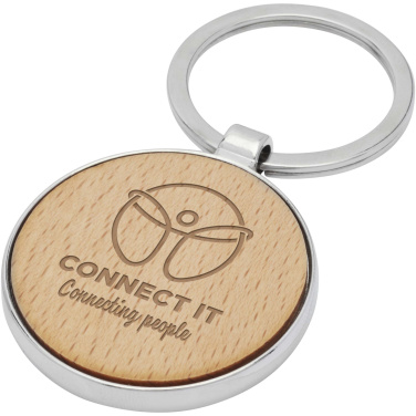 Logo trade corporate gift photo of: Moreno beech wood round keychain