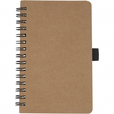 Logo trade advertising products picture of: Cobble A6 wire-o recycled cardboard notebook with stone paper