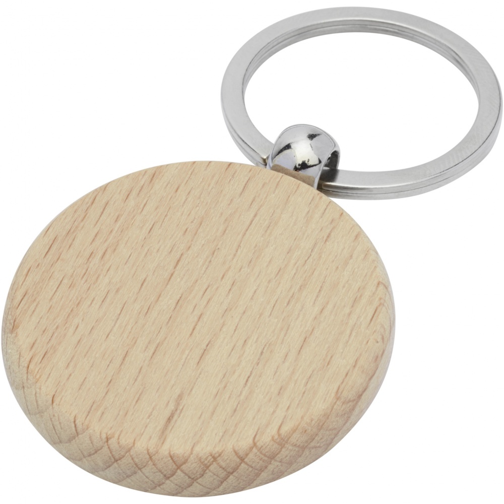 Logo trade promotional giveaways image of: Giovanni beech wood round keychain