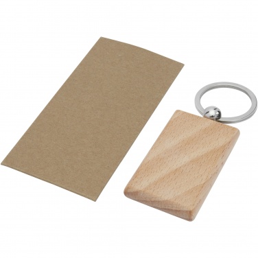 Logo trade promotional merchandise photo of: Gian beech wood rectangular keychain