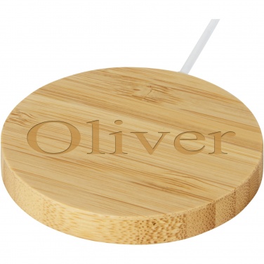 Logo trade promotional items picture of: Atra 10W bamboo magnetic wireless charging pad