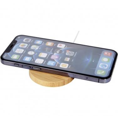Logo trade corporate gift photo of: Atra 10W bamboo magnetic wireless charging pad