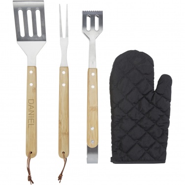 Logotrade promotional product image of: Gril 3-piece BBQ tools set and glove 