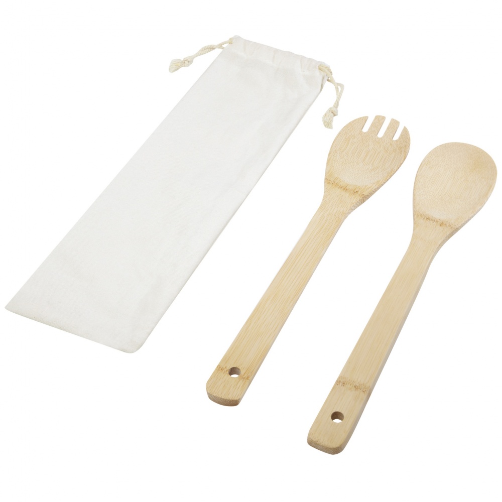 Logotrade promotional giveaway image of: Endiv bamboo salad spoon and fork