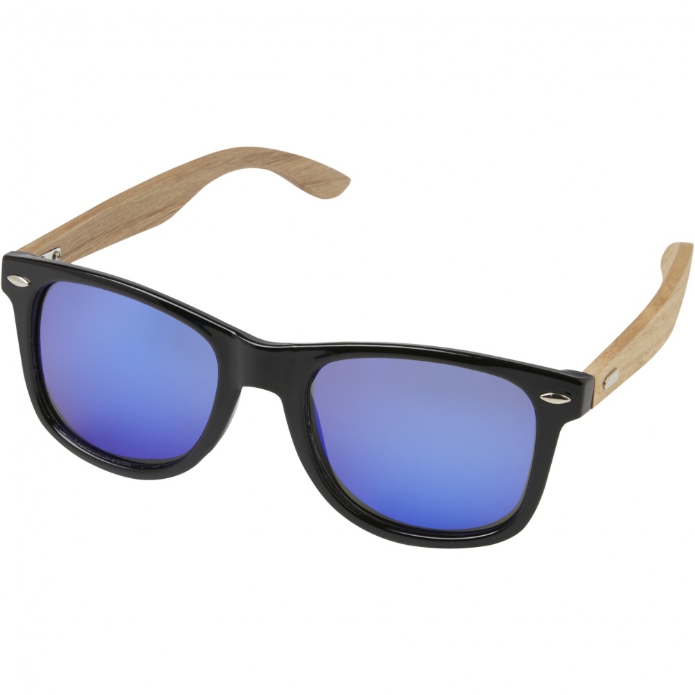 Logo trade promotional giveaways image of: Hiru rPET/wood mirrored polarized sunglasses in gift box