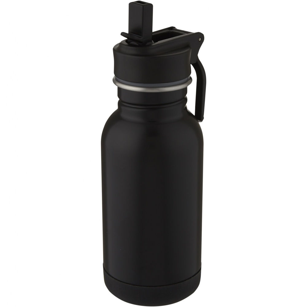Logo trade promotional products image of: Lina 400 ml stainless steel sport bottle with straw and loop