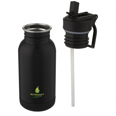 Logo trade promotional giveaways image of: Lina 400 ml stainless steel sport bottle with straw and loop