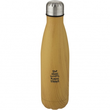 Logo trade advertising product photo of: Cove 500 ml vacuum insulated stainless steel bottle with wood print