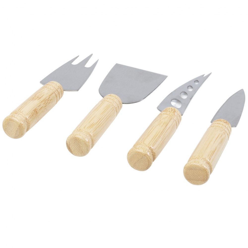 Logo trade promotional merchandise image of: Cheds 4-piece bamboo cheese set