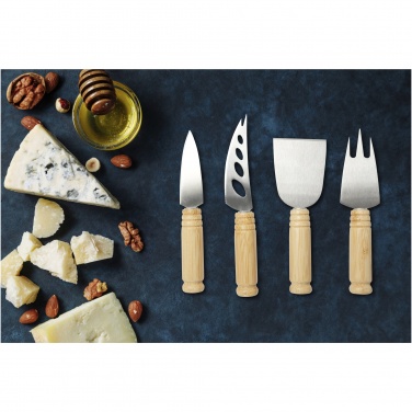 Logotrade promotional giveaway image of: Cheds 4-piece bamboo cheese set