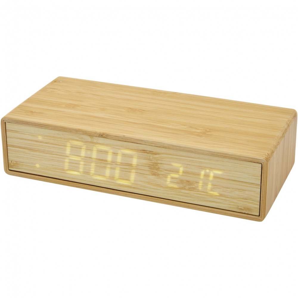 Logotrade promotional items photo of: Minata bamboo wireless charger with clock