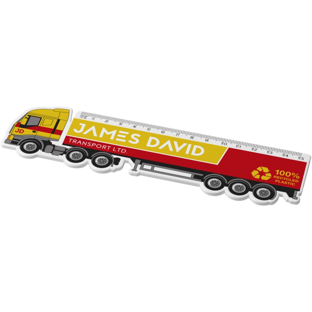 Logo trade promotional product photo of: Tait 15 cm lorry-shaped recycled plastic ruler