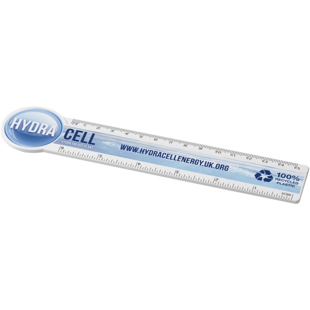 Logotrade promotional item image of: Tait 15 cm circle-shaped recycled plastic ruler 