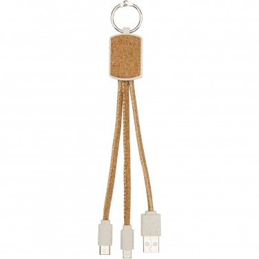 Logo trade promotional giveaway photo of: Bates wheat straw and cork 3-in-1 charging cable