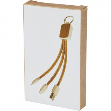 Logo trade promotional gifts picture of: Bates wheat straw and cork 3-in-1 charging cable