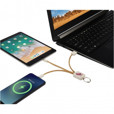 Logo trade promotional merchandise picture of: Bates wheat straw and cork 3-in-1 charging cable