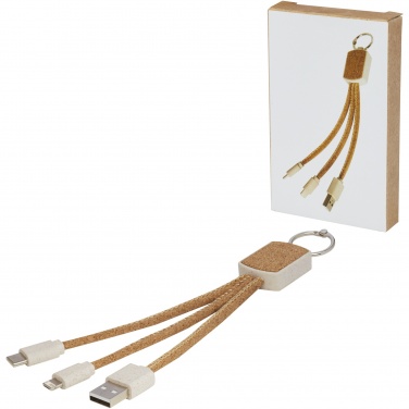 Logo trade advertising product photo of: Bates wheat straw and cork 3-in-1 charging cable