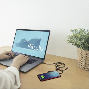 Logotrade promotional item image of: SCX.design C36 3-in-1 rPET light-up logo extended charging cable with round bamboo casing