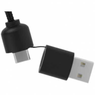 Logo trade corporate gifts picture of: SCX.design C37 5-in-1 rPET light-up logo charging cable with round wooden casing