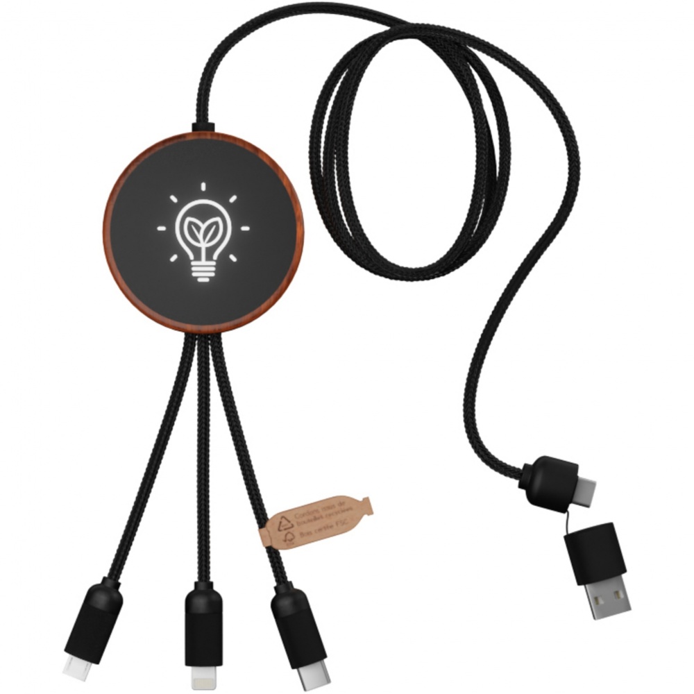 Logotrade advertising product picture of: SCX.design C40 5-in-1 rPET light-up logo charging cable and 10W charging pad