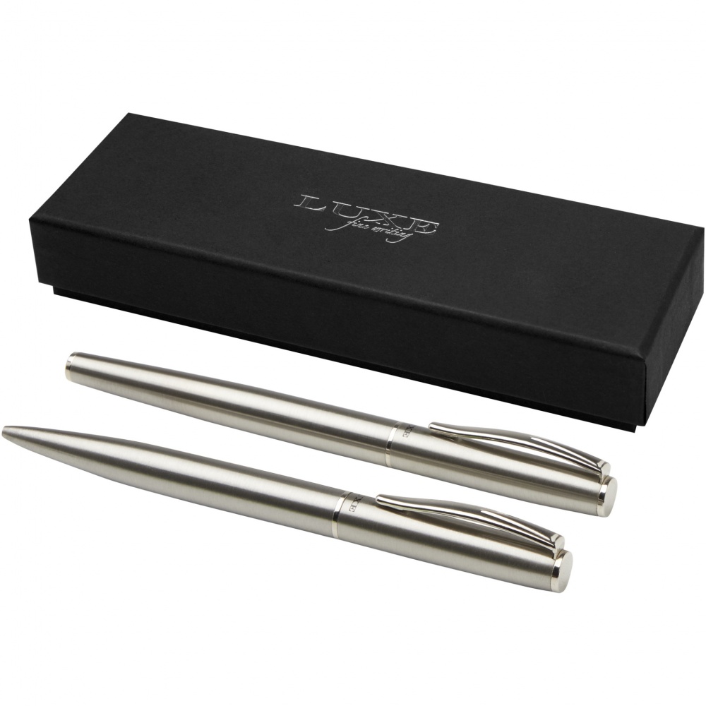 Logo trade promotional giveaway photo of: Didimis recycled stainless steel ballpoint and rollerball pen set
