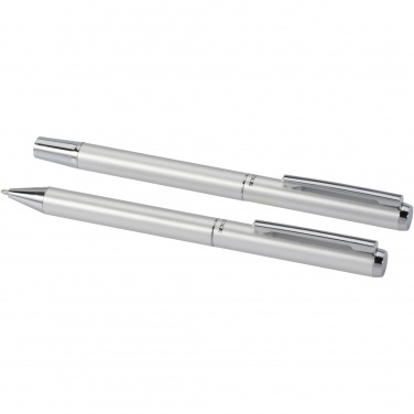Logo trade promotional gifts picture of: Lucetto recycled aluminium ballpoint and rollerball pen gift set