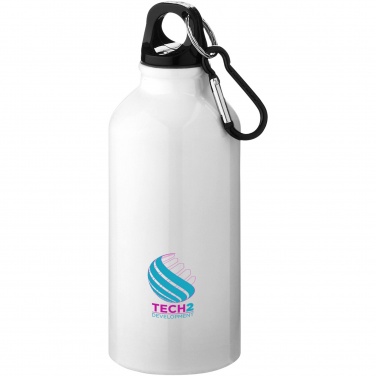 Logo trade corporate gifts picture of: Oregon 400 ml RCS certified recycled aluminium water bottle with carabiner