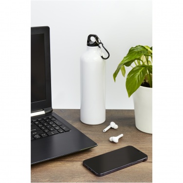 Logo trade promotional merchandise image of: Oregon 770 ml RCS certified recycled aluminium water bottle with carabiner