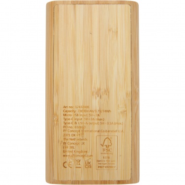 Logotrade advertising products photo of: Tulda 20.000 mAh bamboo power bank