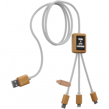 Logotrade corporate gifts photo of: SCX.design C39 3-in-1 rPET light-up logo charging cable with squared bamboo casing