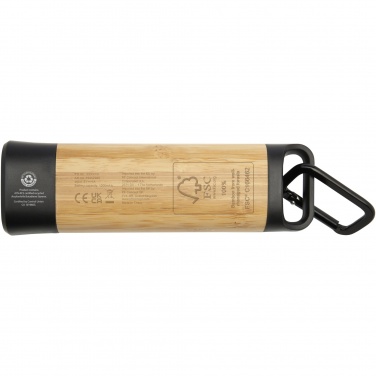 Logotrade promotional merchandise picture of: Kuma bamboo/RCS recycled plastic torch with carabiner