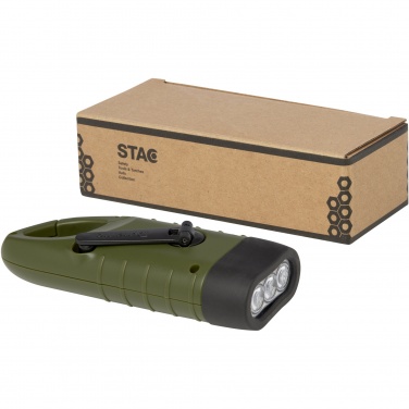 Logotrade promotional merchandise picture of: Helios recycled plastic solar dynamo flashlight with carabiner