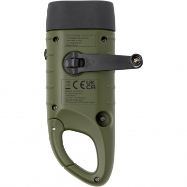 Logotrade corporate gift image of: Helios recycled plastic solar dynamo flashlight with carabiner