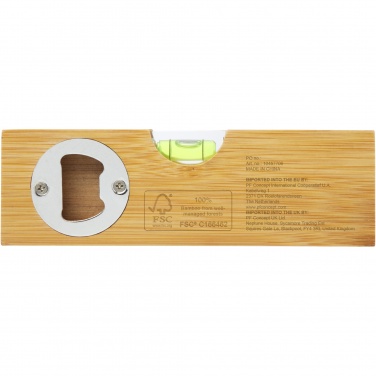 Logotrade promotional item image of: Flush bamboo spirit level with bottle opener
