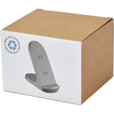 Logotrade promotional gift image of: Loop 15W dual coil RCS recycled plastic wireless charging stand