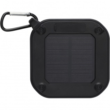 Logotrade promotional giveaways photo of: Solo 3W IPX5 RCS recycled plastic solar Bluetooth® speaker with carabiner 